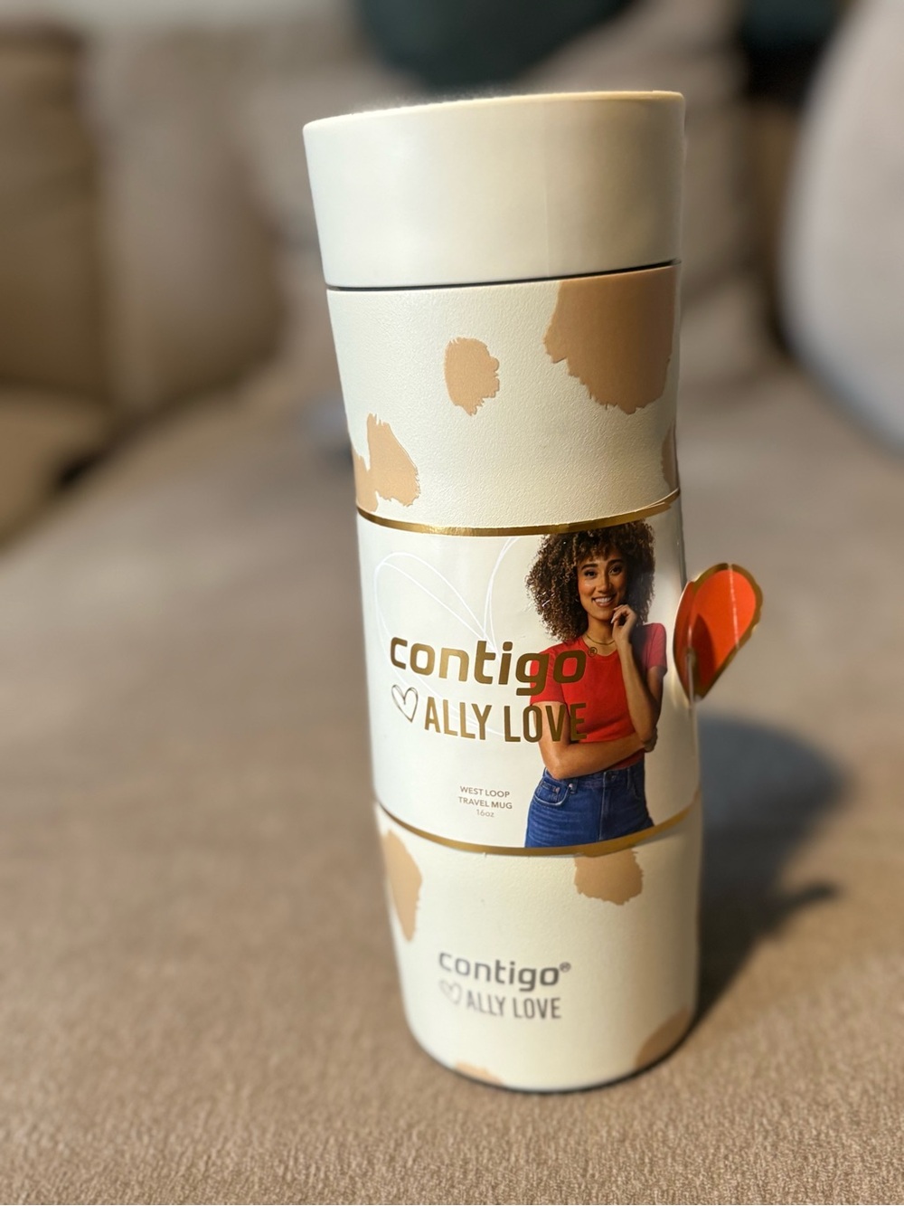 Contigo Ally Love Travel Mug in Cream with Tan Accents